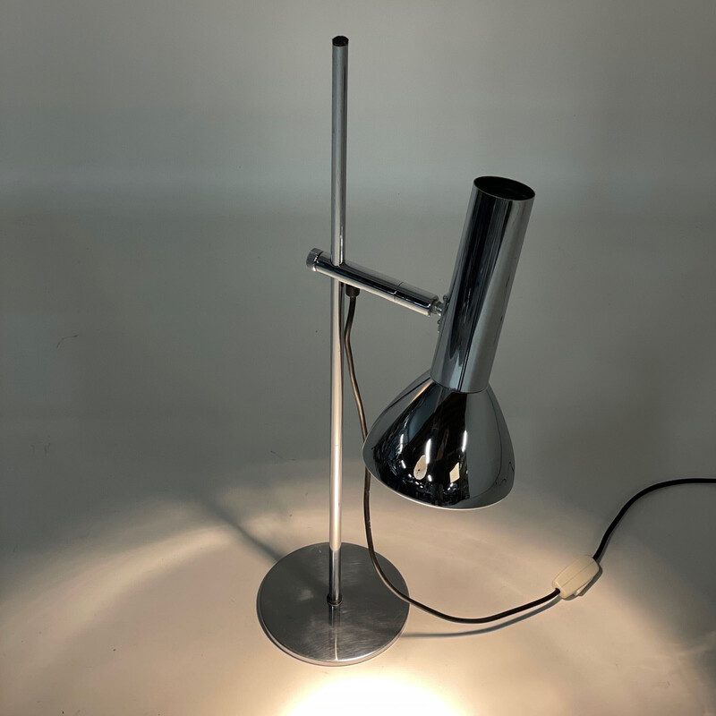 Vintage table lamp in chromed metal by Hustadt Leuchten, 1970s