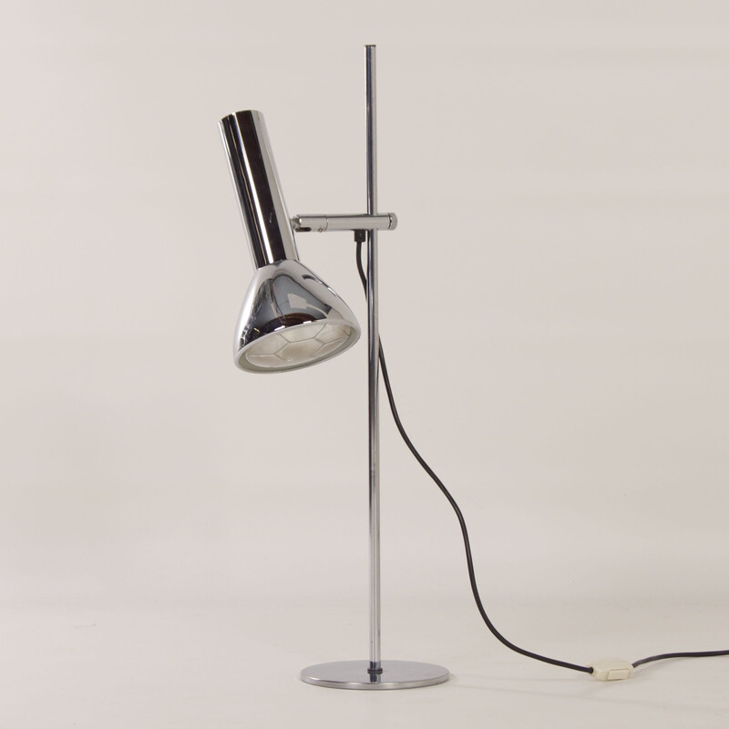 Vintage table lamp in chromed metal by Hustadt Leuchten, 1970s