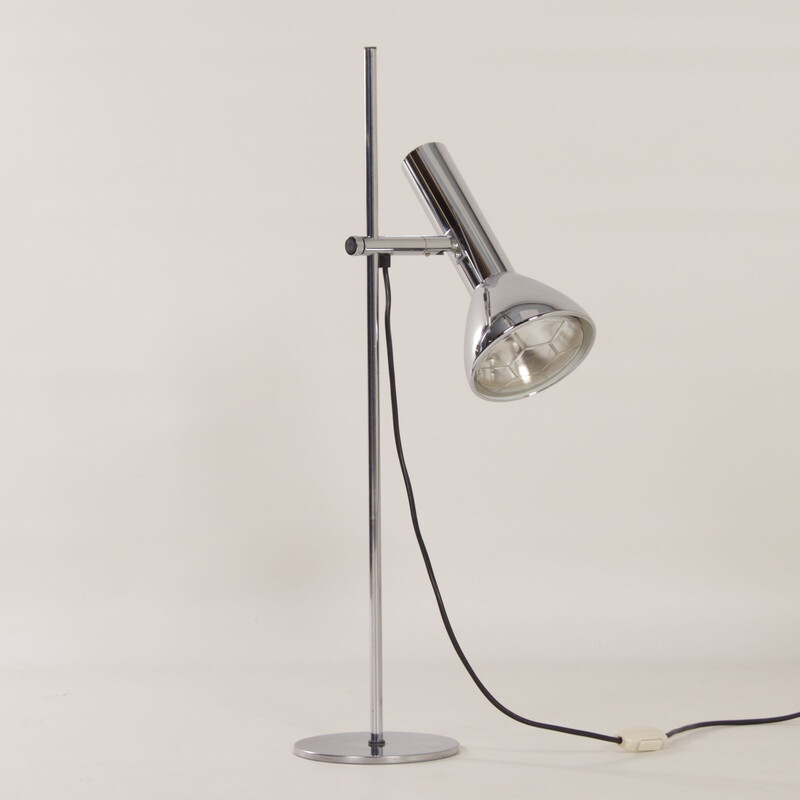 Vintage table lamp in chromed metal by Hustadt Leuchten, 1970s