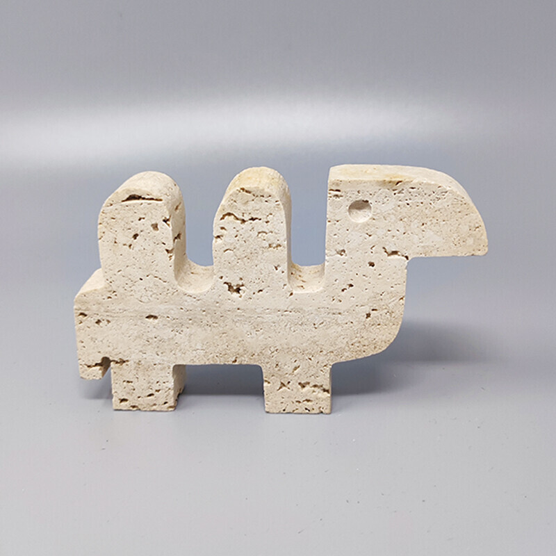 Vintage camel sculpture in travertine by Enzo Mari for F.lli Mannelli, Italy 1970s