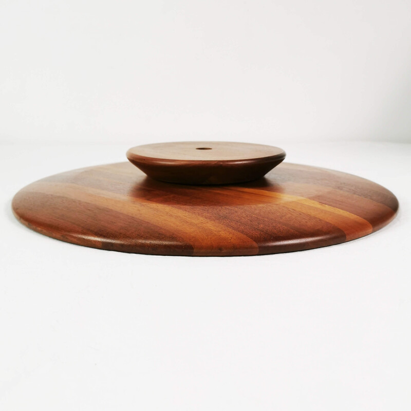 Vintage round teak platter, Norway 1970s