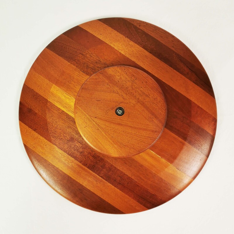 Vintage round teak platter, Norway 1970s