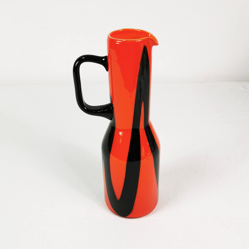 Vintage Art Deco jug in colored glass, Italy 1970s