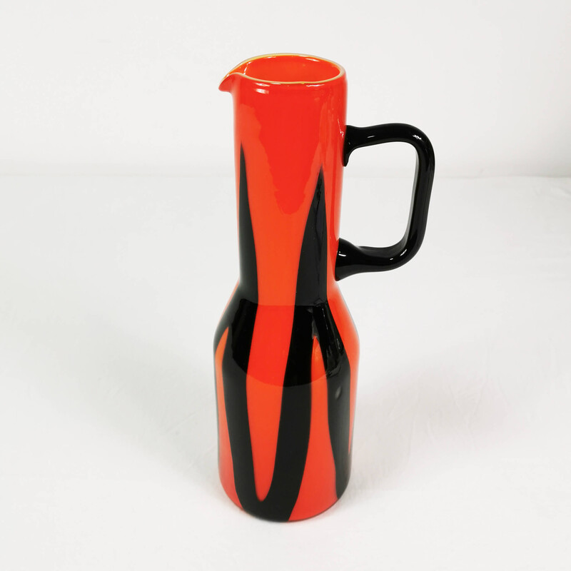 Vintage Art Deco jug in colored glass, Italy 1970s