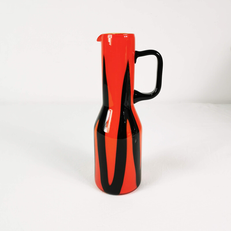 Vintage Art Deco jug in colored glass, Italy 1970s