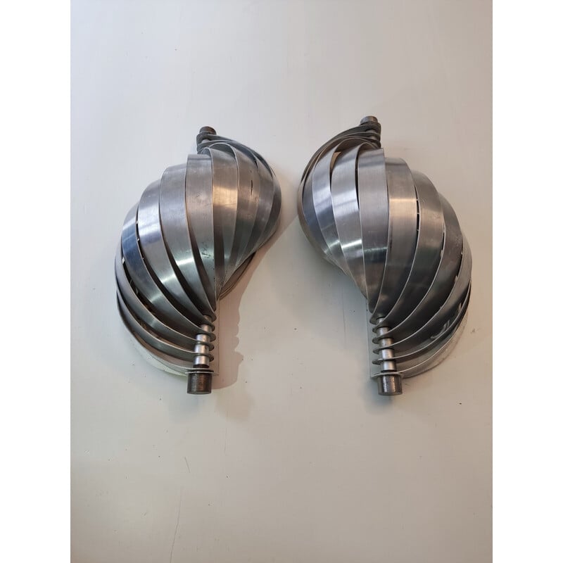 Pair of vintage aluminum wall lamps, 1970s