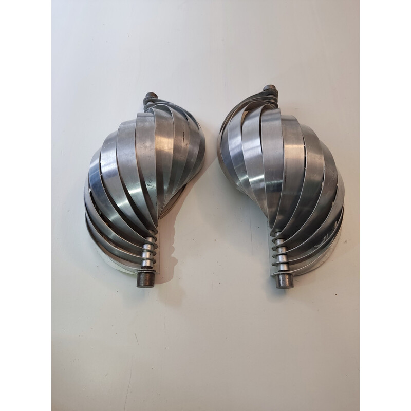 Pair of vintage aluminum wall lamps, 1970s