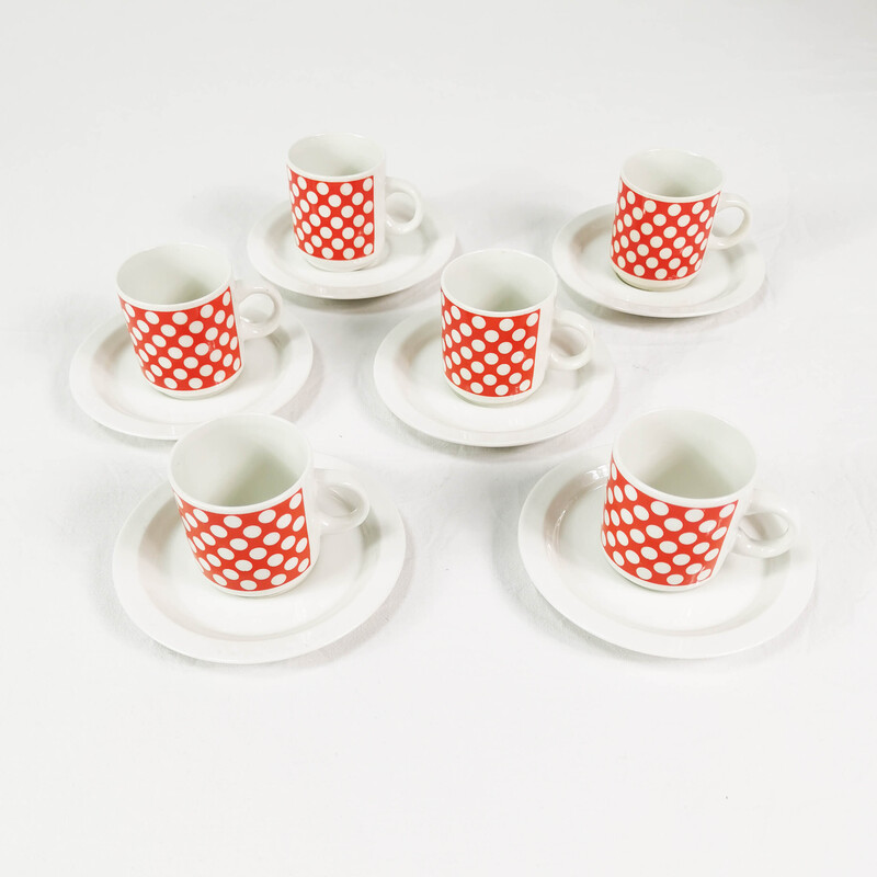 Set of 6 vintage porcelain espresso cups for Fontebasso Treviso, Italy 1970s