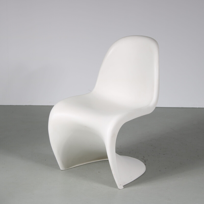 Juego de 4 sillas vintage de plástico blanco de Verner Panton para Vitra, Alemania años 90