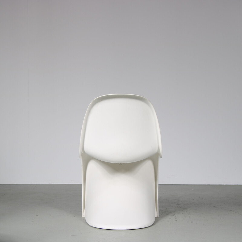 Juego de 4 sillas vintage de plástico blanco de Verner Panton para Vitra, Alemania años 90
