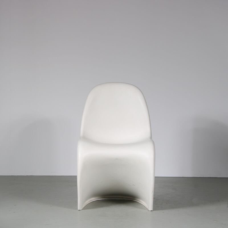 Set of 4 vintage white plastic chairs by Verner Panton for Vitra, Germany 1990s