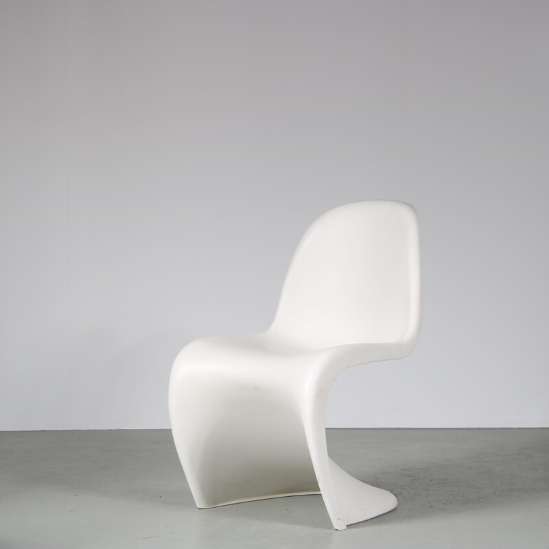 Set of 4 vintage white plastic chairs by Verner Panton for Vitra, Germany 1990s