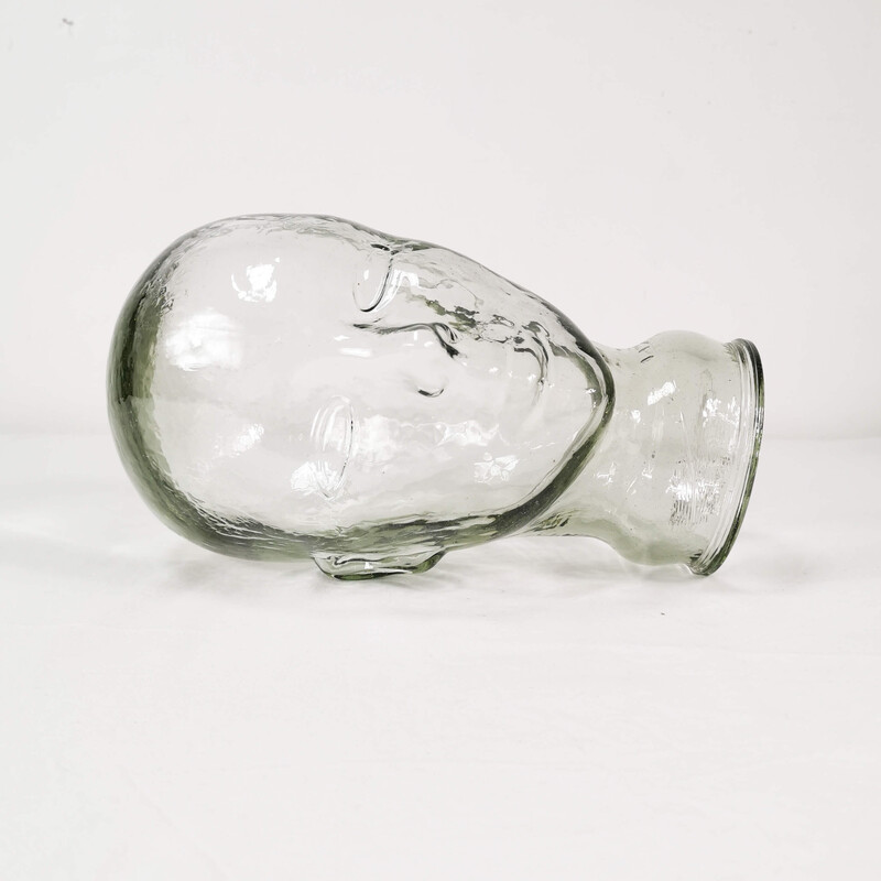 Escultura cabeza de cristal vintage, Alemania años 70