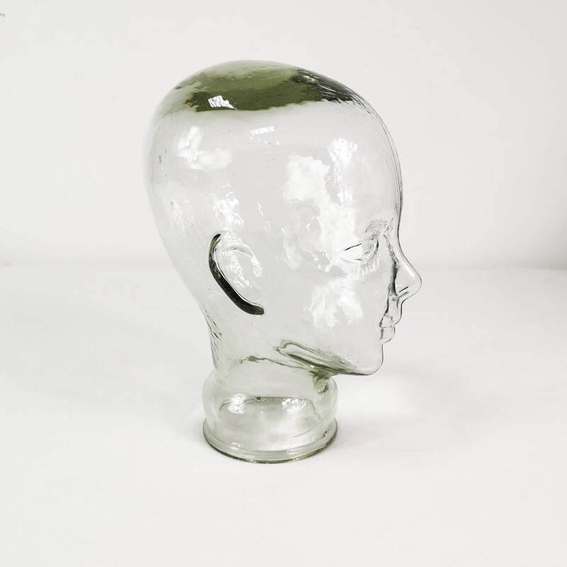 Vintage glass head sculpture, Germany 1970s