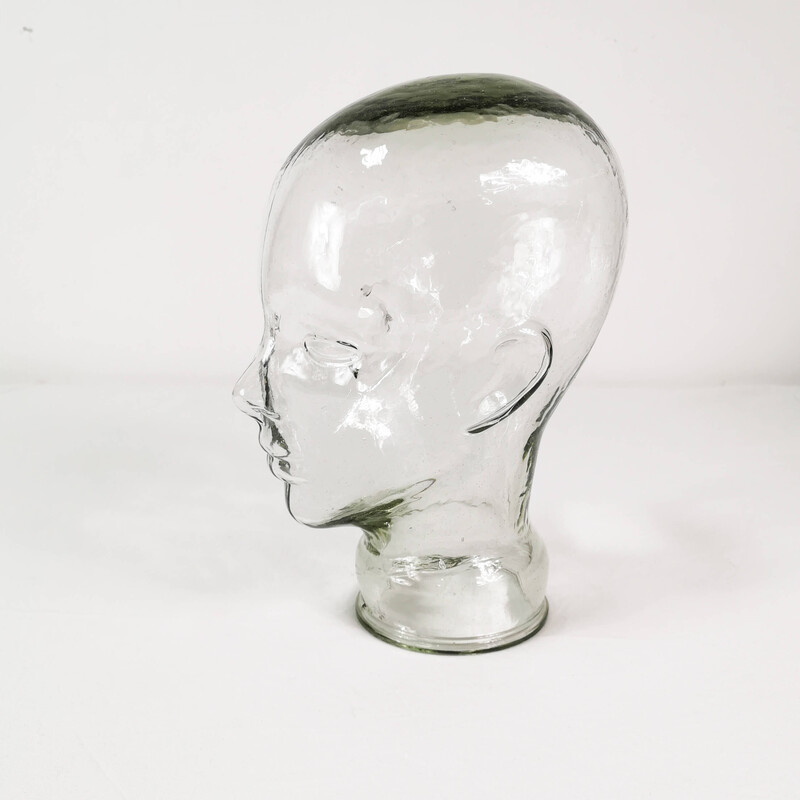 Vintage glass head sculpture, Germany 1970s