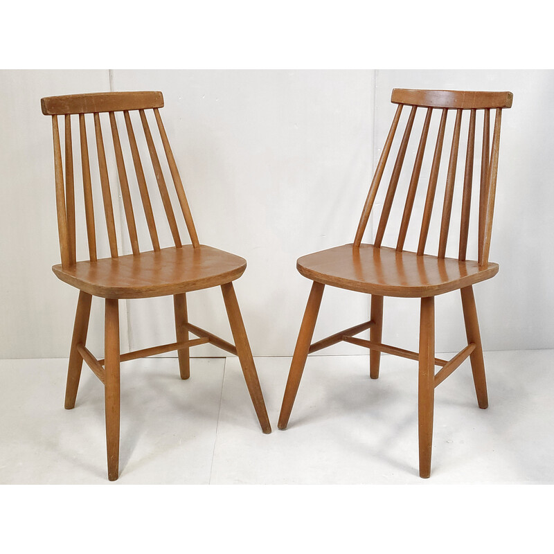 Set van 4 Scandinavische vintage beuken stoelen, 1960