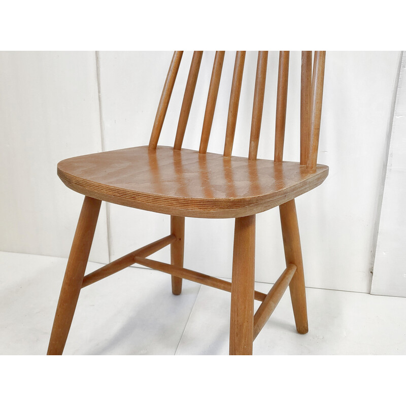 Set of 4 Scandinavian vintage beechwood chairs, 1960