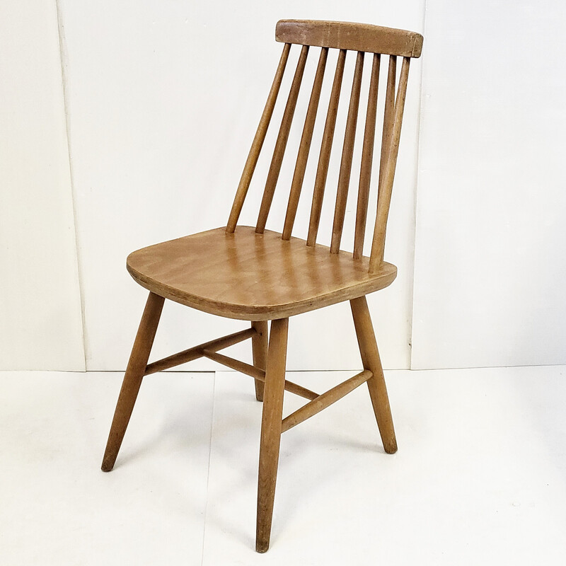Juego de 4 sillas escandinavas vintage de haya, 1960