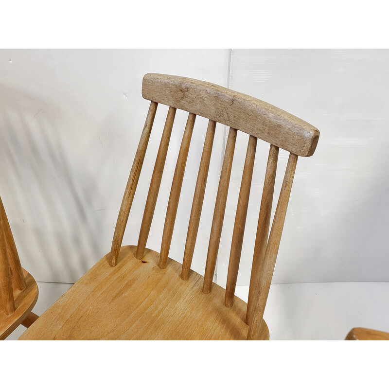 Set of 4 Scandinavian vintage beechwood chairs, 1960