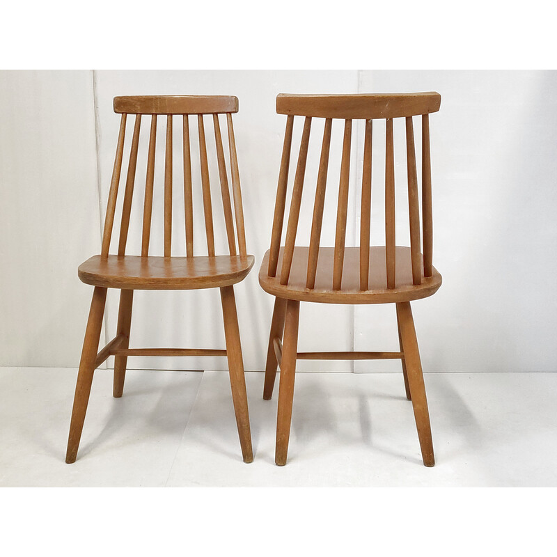 Set of 4 Scandinavian vintage beechwood chairs, 1960