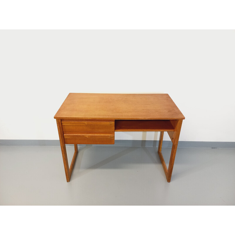 Vintage oakwood desk with sled legs, 1960