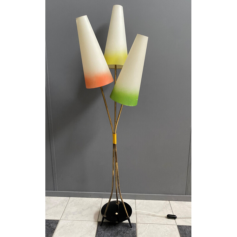 Vintage Stehlampe mit 3 Farbschirmen, 1960er Jahre