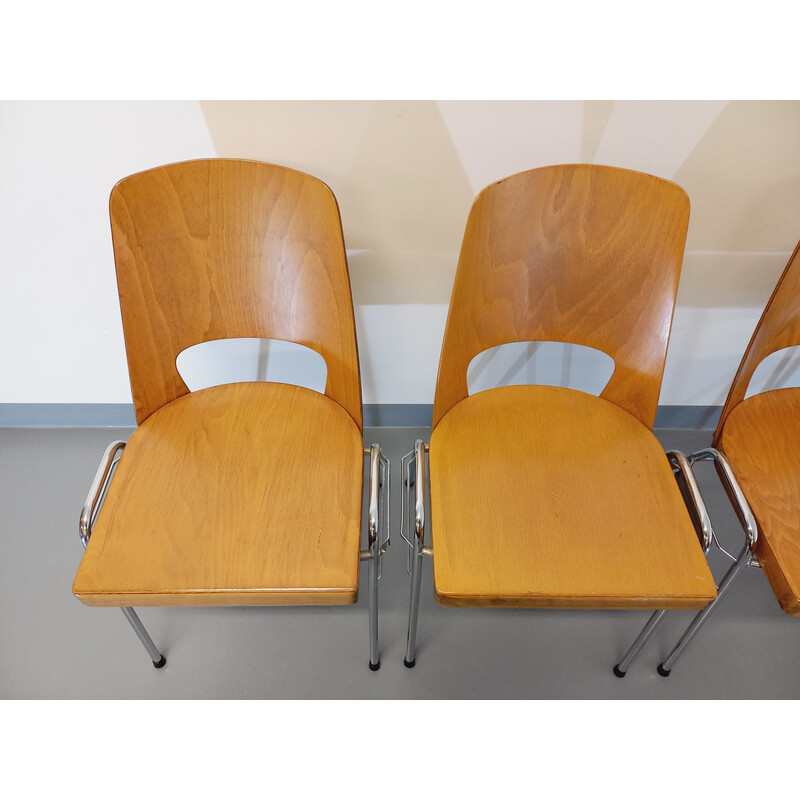 Set of 4 vintage stacking chairs model Manhattan by Baumann, 1970