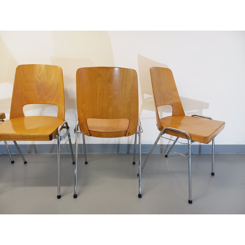 Set of 4 vintage stacking chairs model Manhattan by Baumann, 1970