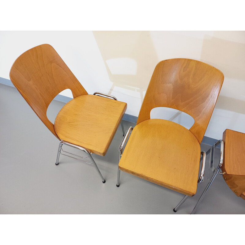 Set of 4 vintage stacking chairs model Manhattan by Baumann, 1970