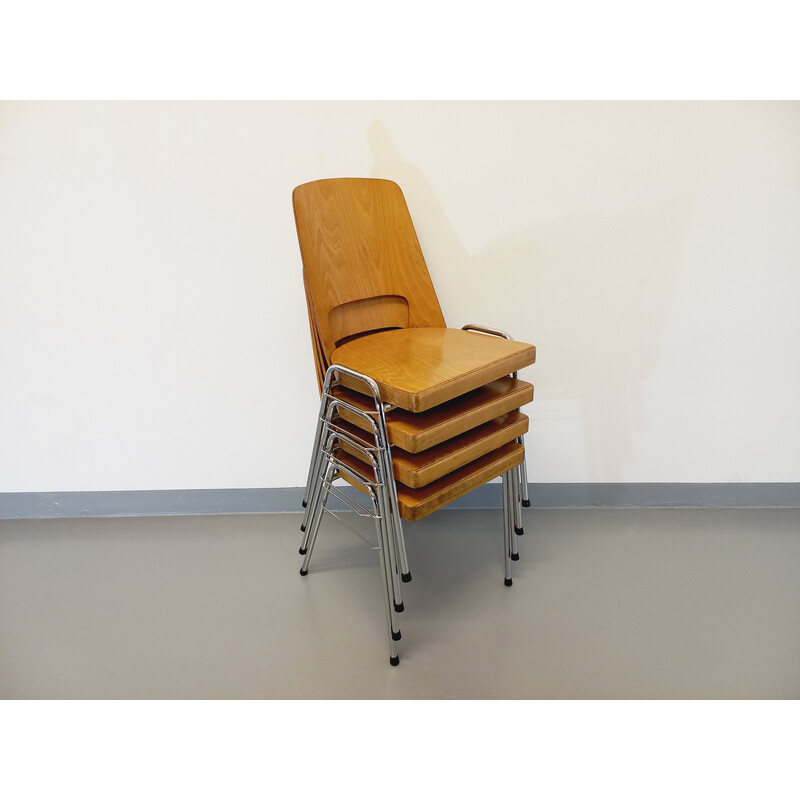 Conjunto de 4 cadeiras de empilhamento vintage modelo Manhattan por Baumann, 1970