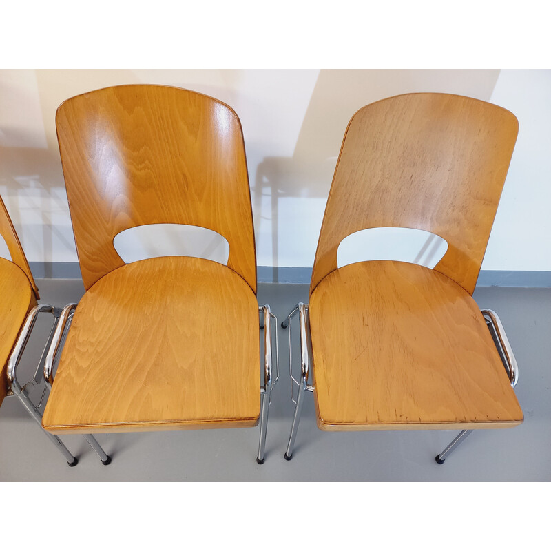 Set of 4 vintage stacking chairs model Manhattan by Baumann, 1970