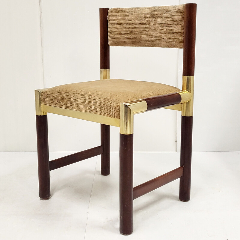 Vintage chair in gilded brass and mahogany, 1970