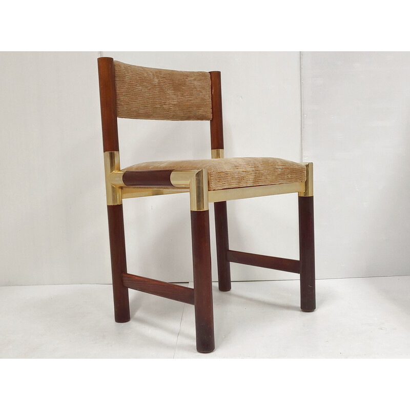 Vintage chair in gilded brass and mahogany, 1970