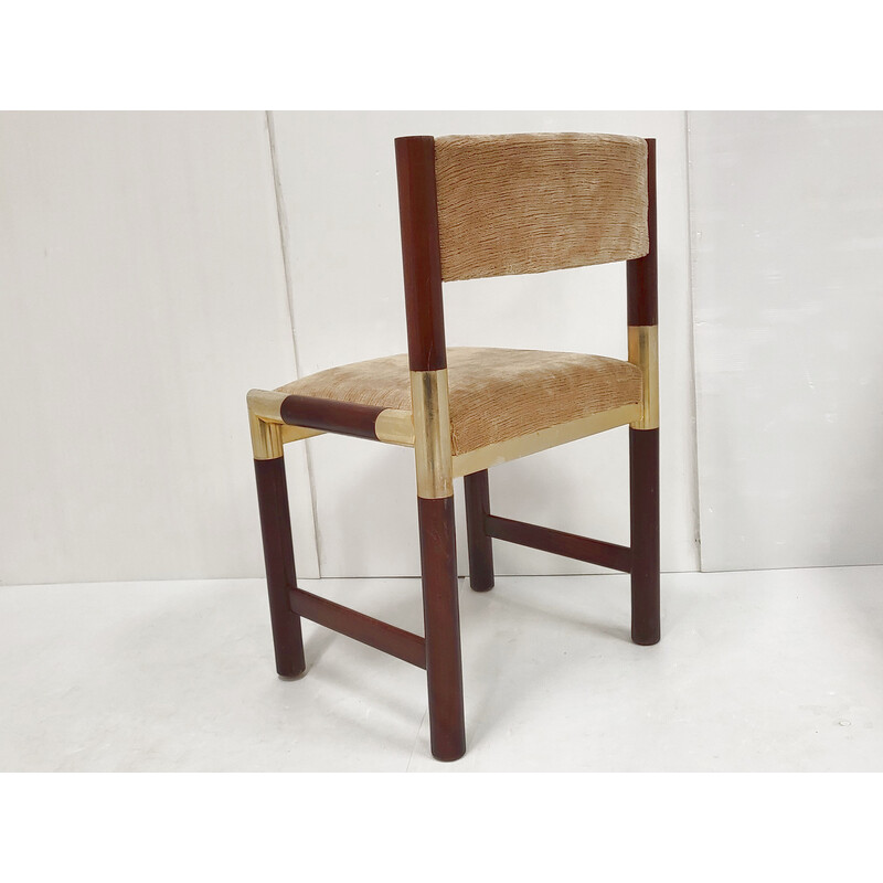 Vintage chair in gilded brass and mahogany, 1970