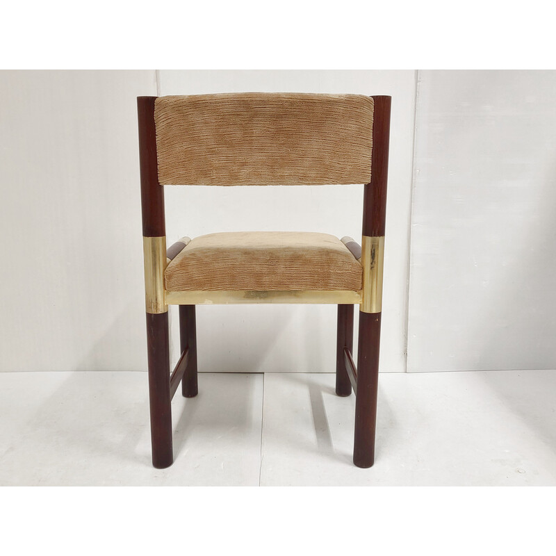Vintage verguld messing en mahonie stoel, 1970