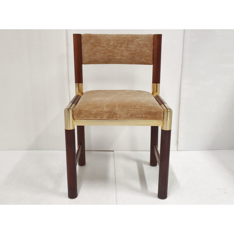 Vintage chair in gilded brass and mahogany, 1970