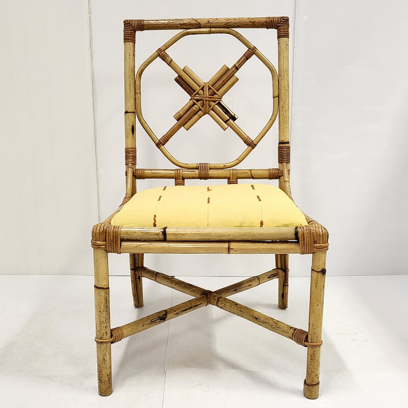 Satz von 4 Vintage-Stühlen aus Bambus und Rattan, 1950