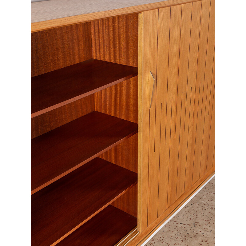 Vintage ashwood highboard with two sliding doors, Germany 1950s