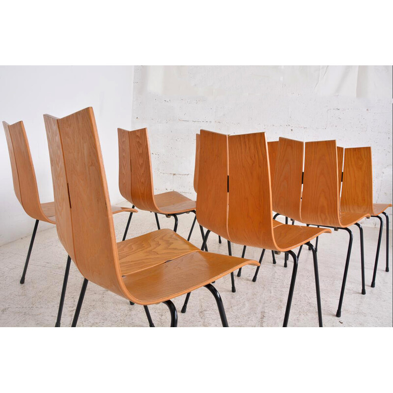 Lot de 8 chaises vintage Ga par Hans Bellmann pour Horgen-Glarus, Suisse 1960
