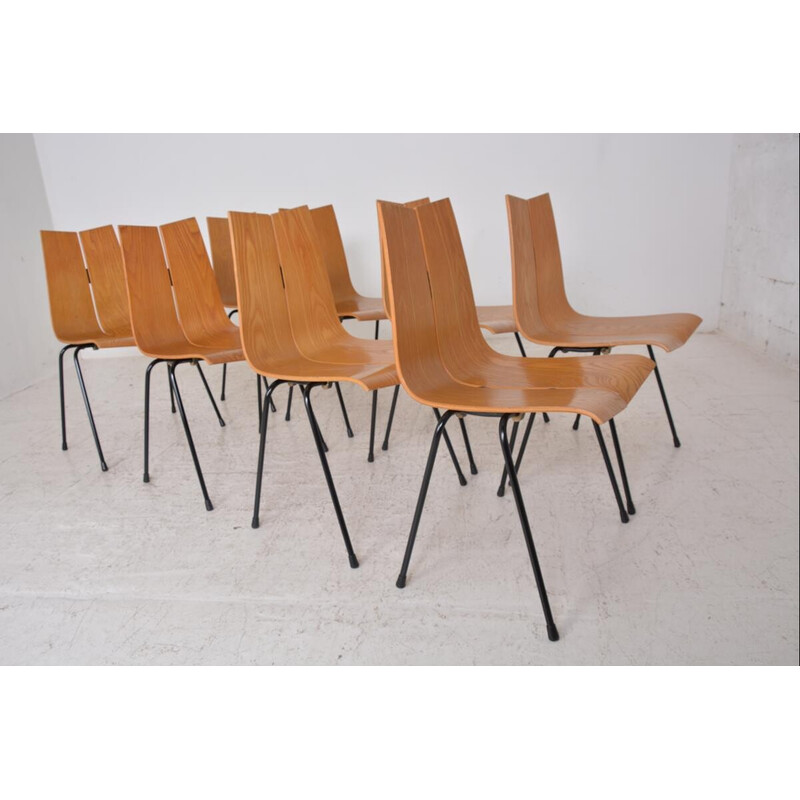 Lot de 8 chaises vintage Ga par Hans Bellmann pour Horgen-Glarus, Suisse 1960