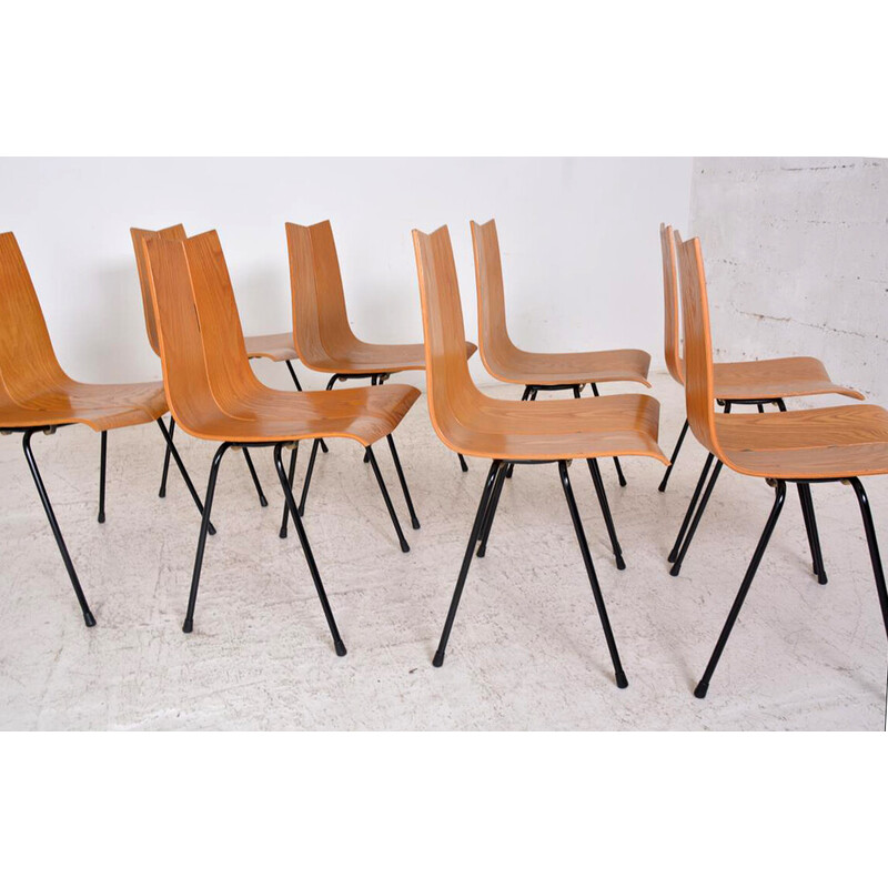 Set of 8 vintage chairs Ga by Hans Bellmann for Horgen-Glarus, Switzerland 1960