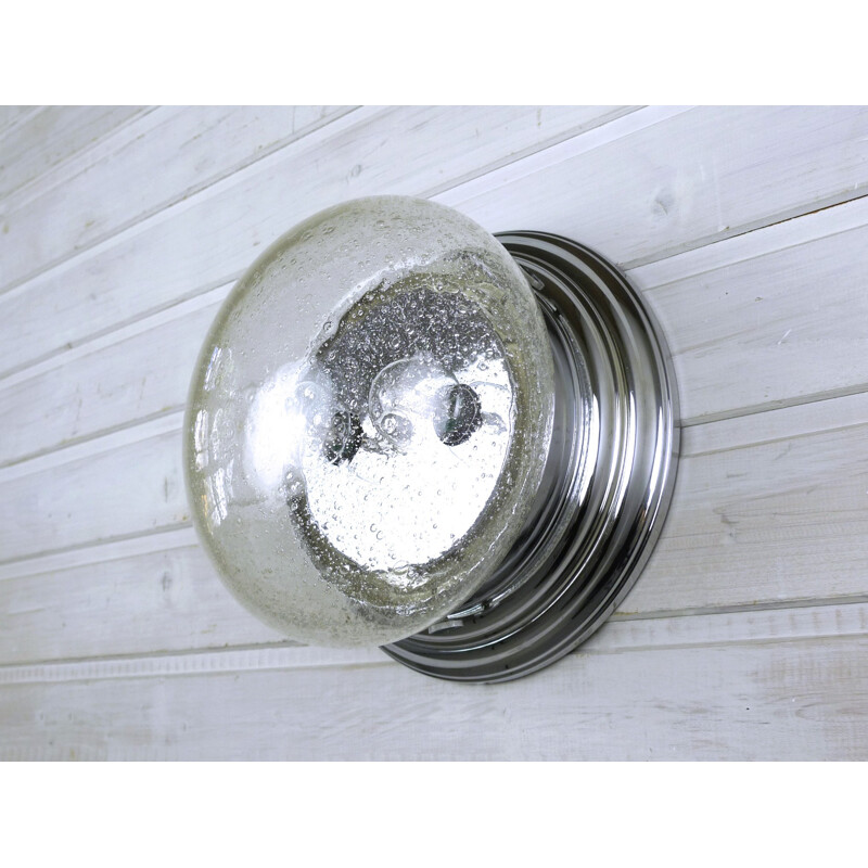 Bubble glass round chromed wall lamp - 1970s