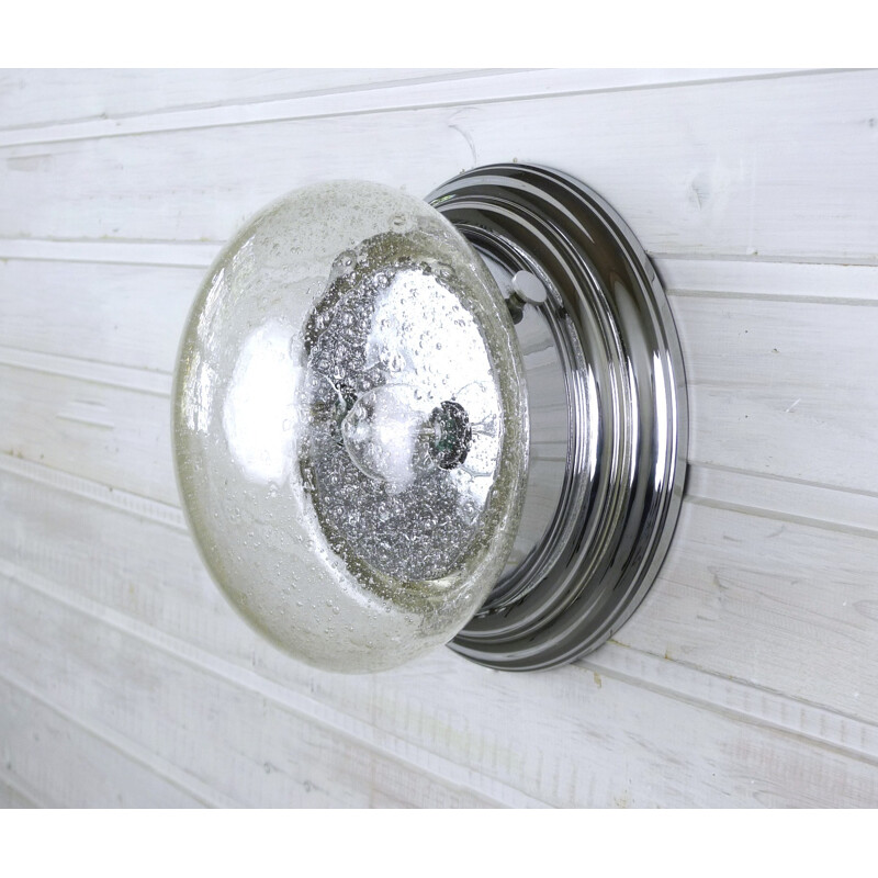 Bubble glass round chromed wall lamp - 1970s