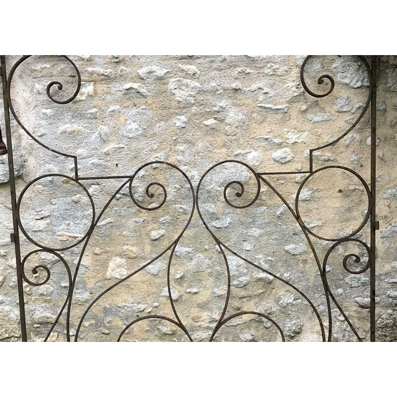 Pair of vintage wrought iron dividing gates, 1900s