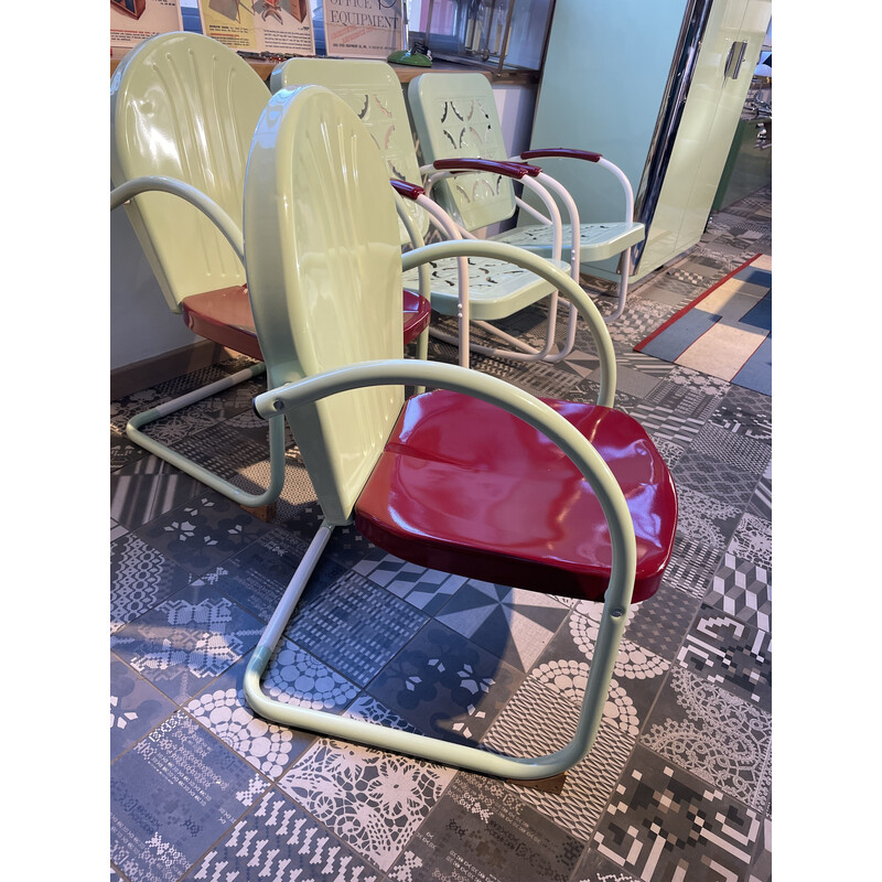 Pair of vintage garden armchairs in green, Usa