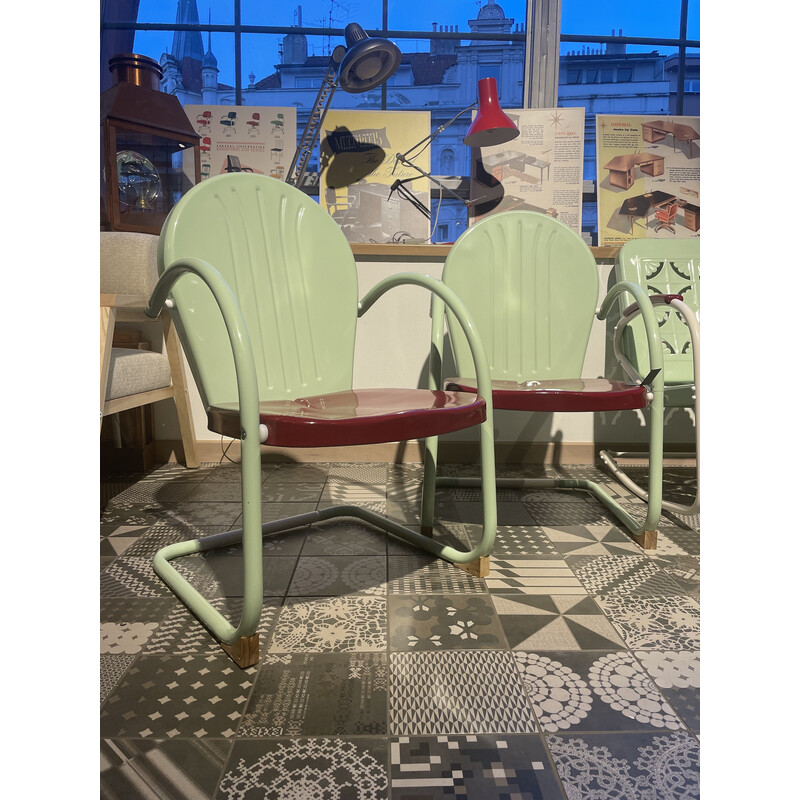 Pair of vintage garden armchairs in green, Usa