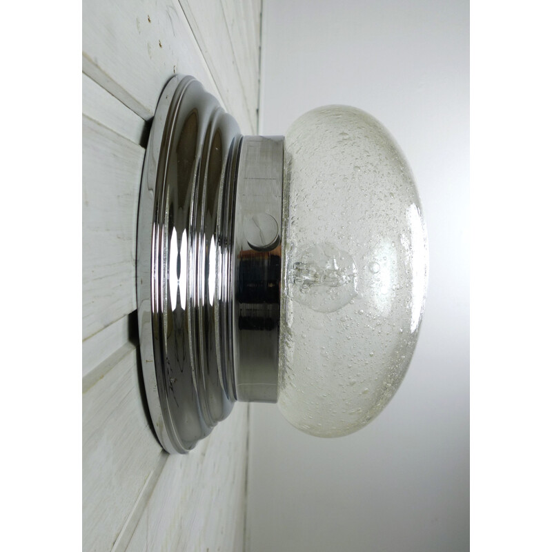 Bubble glass round chromed wall lamp - 1970s