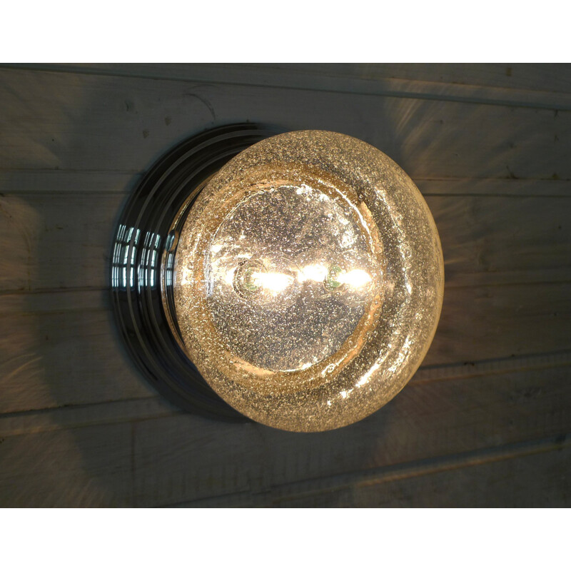 Bubble glass round chromed wall lamp - 1970s