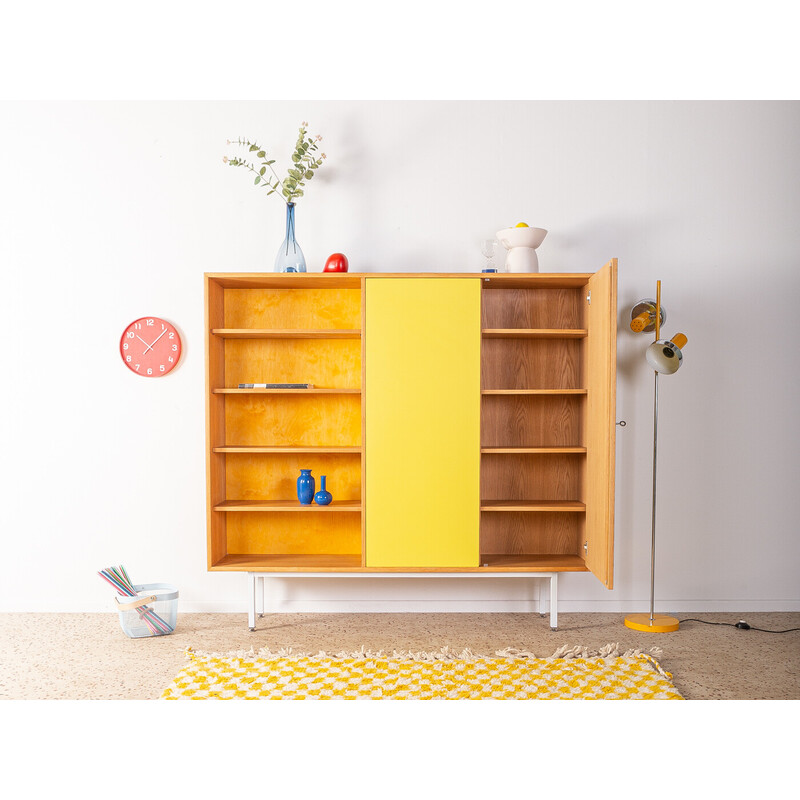 Vintage highboard in oak and steel for Wk Möbel, Germany 1960s