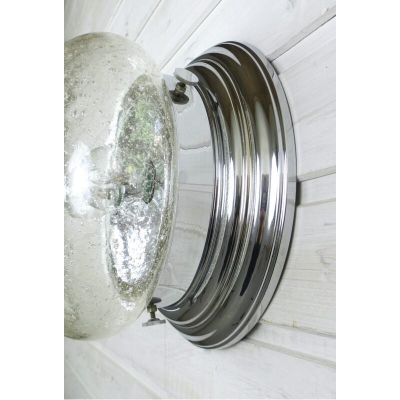 Bubble glass round chromed wall lamp - 1970s